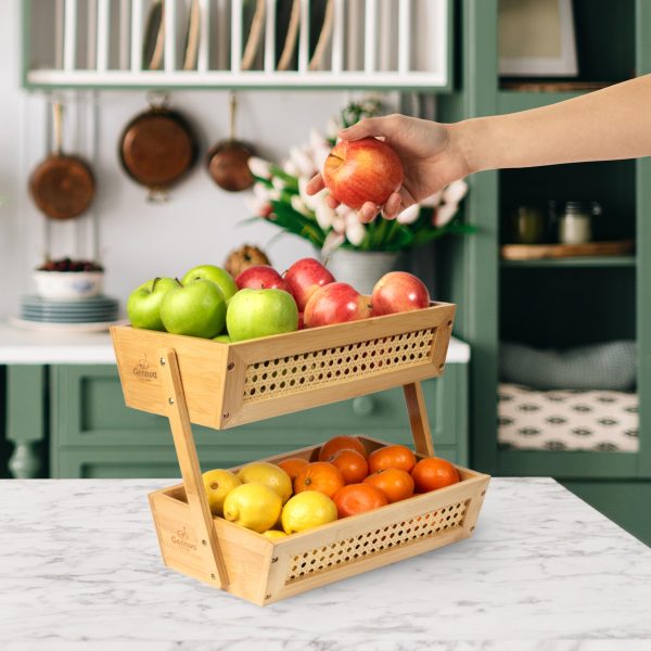 Bamboo Fruit Basket 2-Tier Vegetable & Fruit Holder China Factory Directsales