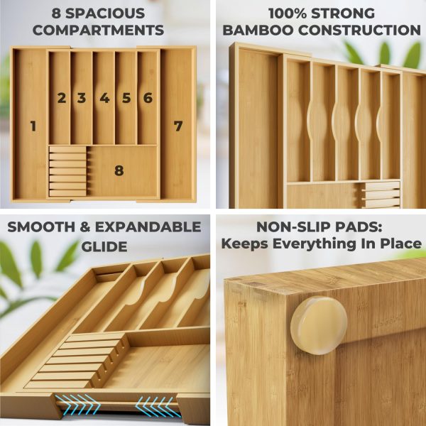 Bamboo Organizer Tray Expandable Kitchen Drawer Organizer Factory Directsales - Image 4