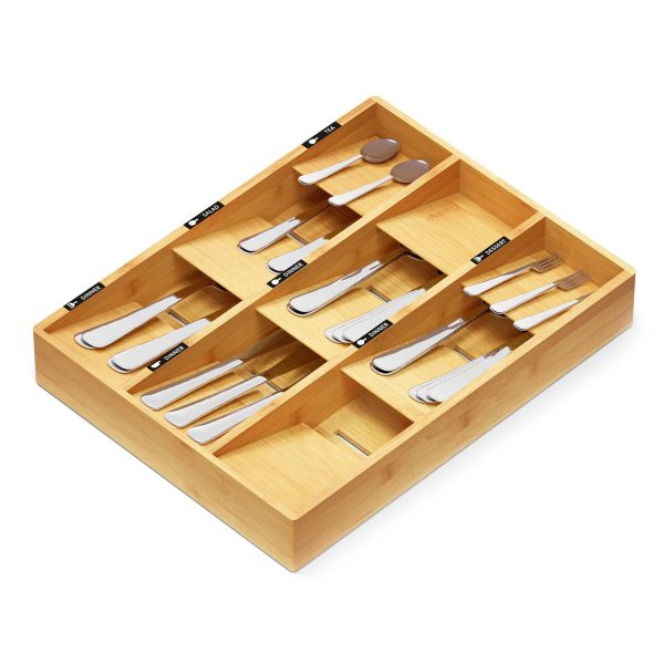 Bamboo Silverware Drawer Organizer With Labels Spoon And Knives Drawer Storage Organization China Factory Directsales