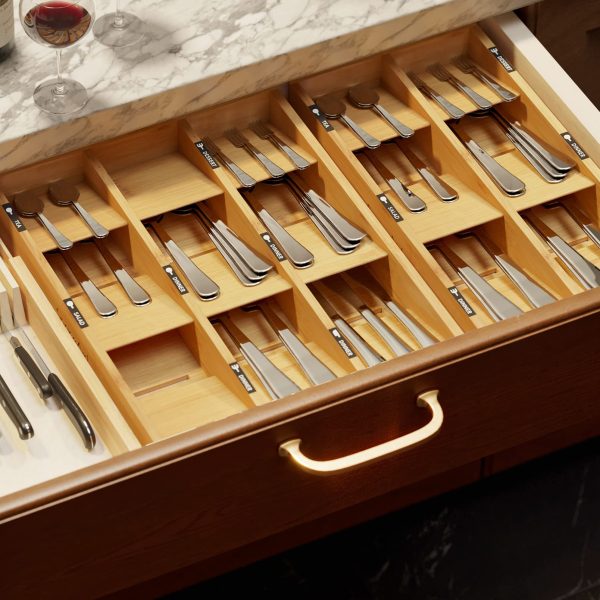 Bamboo Silverware Drawer Organizer With Labels Spoon And Knives Drawer Storage Organization China Factory Directsales - Image 5