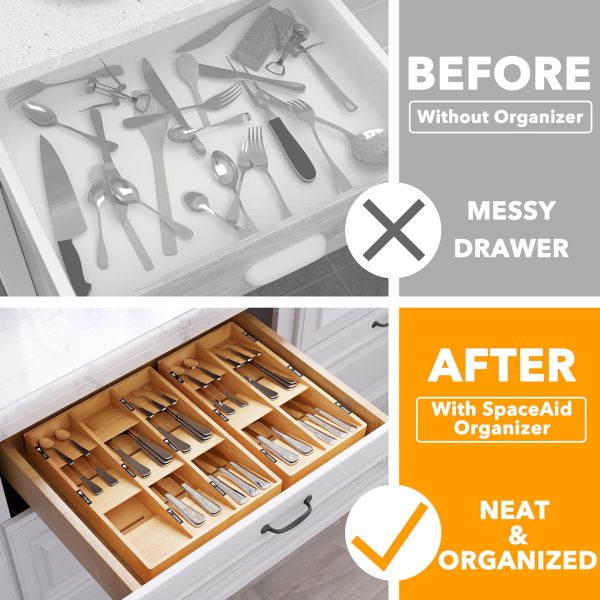 Bamboo Silverware Drawer Organizer With Labels Spoon And Knives Drawer Storage Organization China Factory Directsales - Image 4