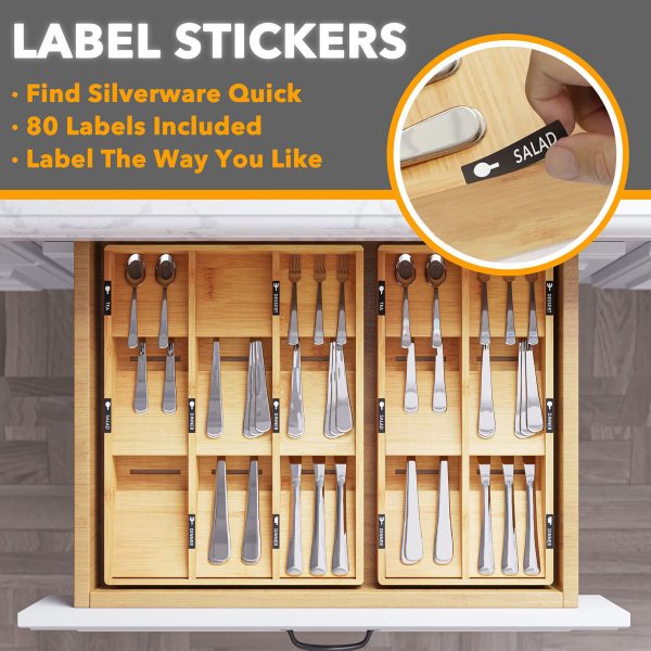 Bamboo Silverware Drawer Organizer With Labels Spoon And Knives Drawer Storage Organization China Factory Directsales - Image 2