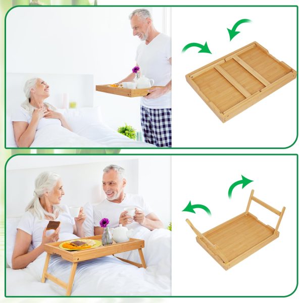 Bamboo Food Tray With Media Slot With Folding Legs China Factory Directsales - Image 7