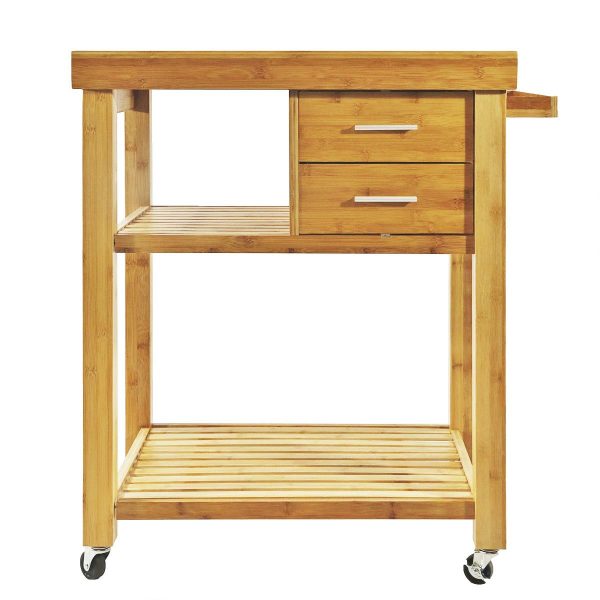 Bamboo Wood Rolling Kitchen Island Cart With Drawers Shelves China Factory Directsales - Image 3