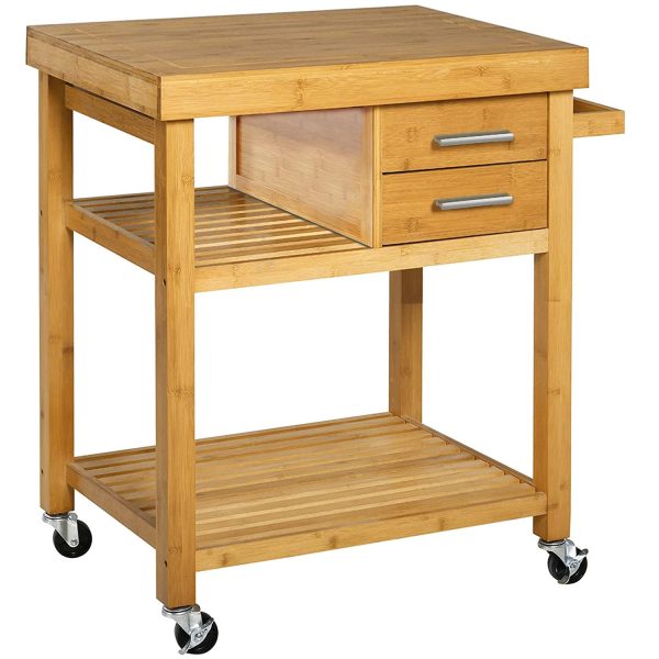 Bamboo Wood Rolling Kitchen Island Cart With Drawers Shelves China Factory Directsales - Image 6