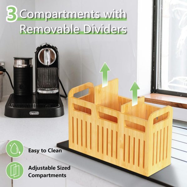 3 Compartments Bamboo Utensil Holder Set For Kitchen Countertop China Factory Directsales - Image 7