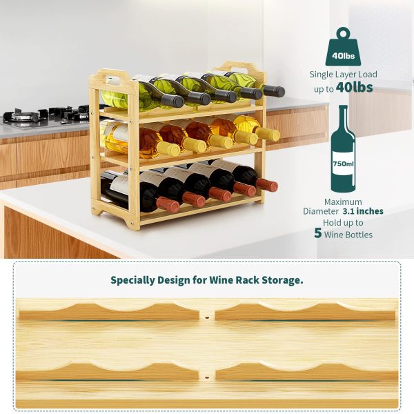 Bamboo Water Bottle Holder 20 Freestanding Wine Rack Storage 4 Layer Adjustable Water Bottles Storage Organizer Rack China Factory Directsales - Image 6