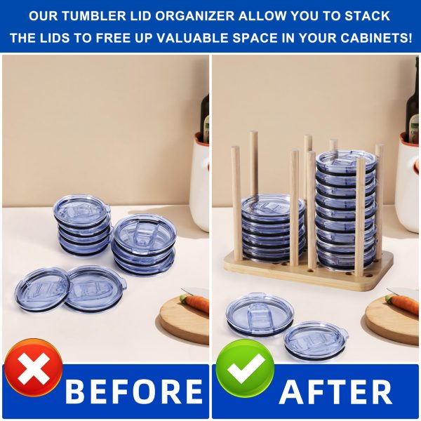 Bamboo Lid Storage Rack For Tumbler Clutter-Free Kitchen Cabinets And Countertops Organization China Factory Directsales - Image 3