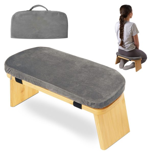 Foldable Bamboo Meditation Chair With Extra Thick Cushion Yoga Stool China Factory