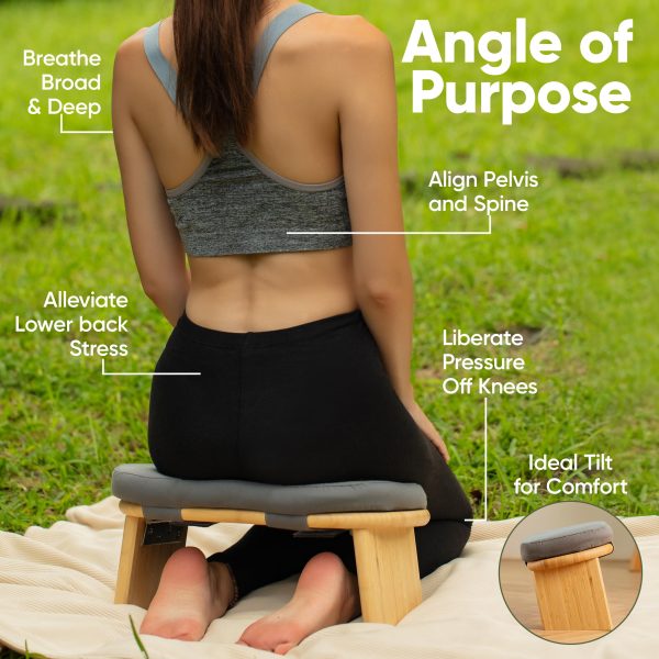 Foldable Bamboo Meditation Chair With Extra Thick Cushion Yoga Stool China Factory - Image 3