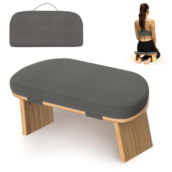 Foldable Bamboo Meditation Chair With Extra Thick Cushion Yoga Stool China Factory - Image 2