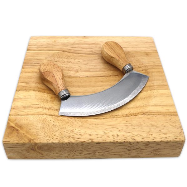 Wooden Cutting Board & Mezzaluna Knife Set China Factory - Image 3