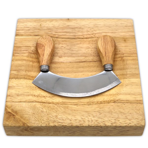 Wooden Cutting Board & Mezzaluna Knife Set China Factory