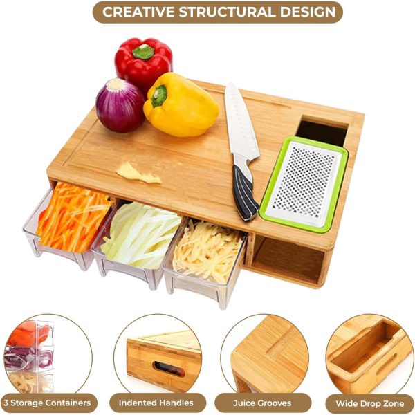 Bamboo Chopping Board with Containers China Factory - Image 5