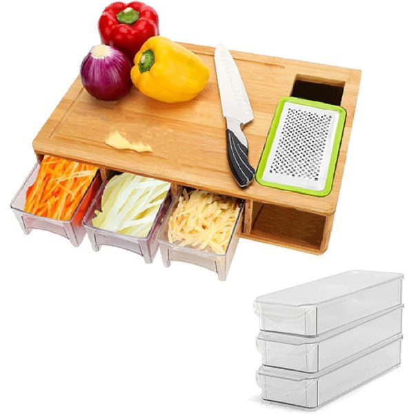 Bamboo Chopping Board with Containers China Factory