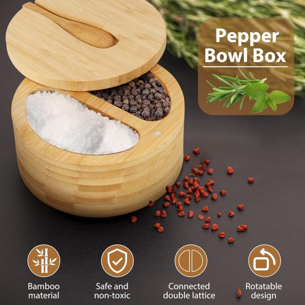 Bamboo Pepper Salt Cellar with Swivel Lid and Mini Spoon China Factory - Image 6