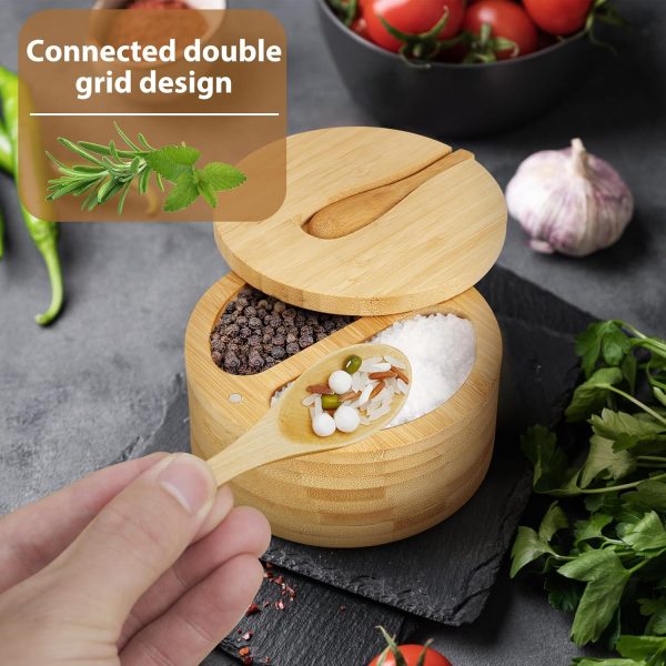 Bamboo Pepper Salt Cellar with Swivel Lid and Mini Spoon China Factory - Image 5