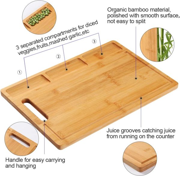 Bamboo Cutting Board with 3 Built-in Compartments China Factory - Image 7