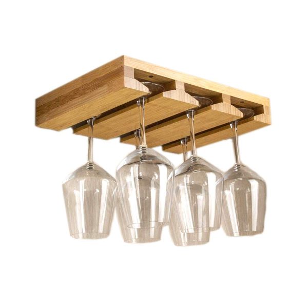 China Factory Direct Supplier Durable and Elegant Bamboo Under Cabinet Stemware Rack Bamboo Wine Glass Holder - Image 7