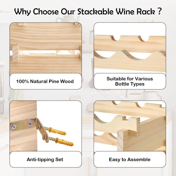 China Factory Direct Supplier Wood Floor Wine Racks Stackable Free Standing Wood Holder Display Shelves - Image 3