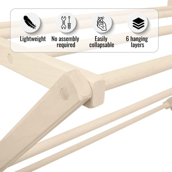 China Factory Direct Supplier Wood Clothes Drying Rack Solid Wood Laundry Rack Durable Wood Folding Drying Rack - Image 4