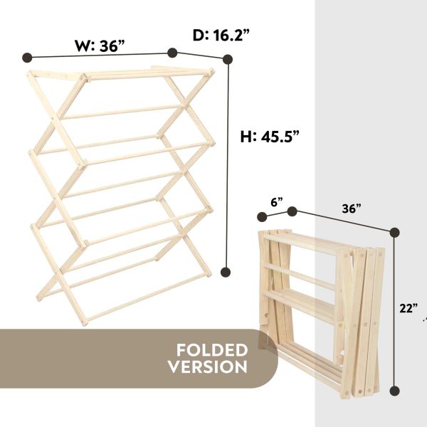 China Factory Direct Supplier Wood Clothes Drying Rack Solid Wood Laundry Rack Durable Wood Folding Drying Rack - Image 2