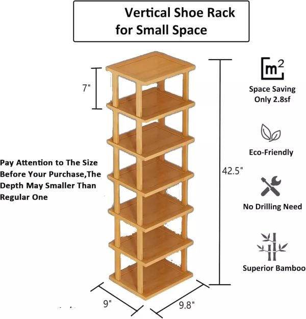 China Factory Direct Supplier Bamboo Shoe Rack Organizer 7 Tier Shoe Free Standing Storage Shelf - Image 6