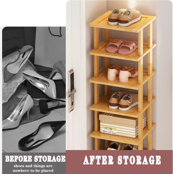 China Factory Direct Supplier Bamboo Shoe Rack Organizer 7 Tier Shoe Free Standing Storage Shelf - Image 2