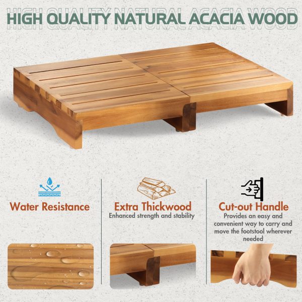 China Factory Direct Supplier Acacia Wood High Riser Step Stool For Bed Wooden Mobility Stepping Stool For Adults Kids - Image 6