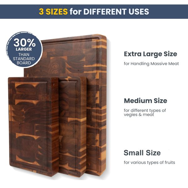 China Factory Direct Supplier Acacia Wood 3 Pcs Sets Butcher Block Wood Cutting Board For Kitchen - Image 5