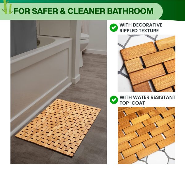 Bamboo Non-Slip Indoor Or Outdoor Shower Mat Bamboo Waterproof Foldable Bath Mat For Shower - Image 3