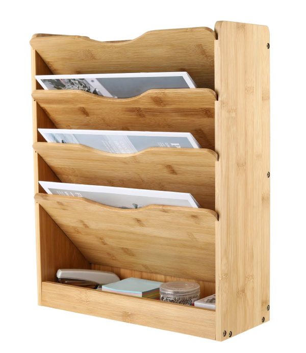 China Factory Direct Supplier 5 Tier Bamboo Wall File Storage Shelf Hanging Vertical Tableware Storage Hanging Mail Organizer - Image 6