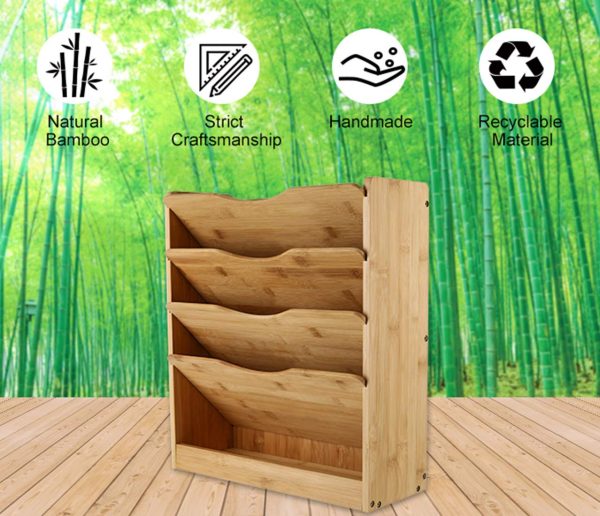 China Factory Direct Supplier 5 Tier Bamboo Wall File Storage Shelf Hanging Vertical Tableware Storage Hanging Mail Organizer - Image 4