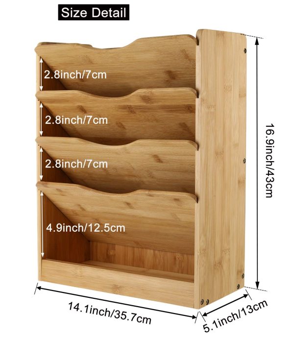 China Factory Direct Supplier 5 Tier Bamboo Wall File Storage Shelf Hanging Vertical Tableware Storage Hanging Mail Organizer - Image 2