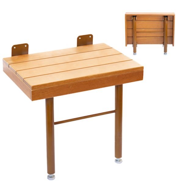 China Factory Direct Supplier Wooden Folding Shower Seat Wall Mounted Solid Folding Shower Bench Teak Folding Shower Seat - Image 7