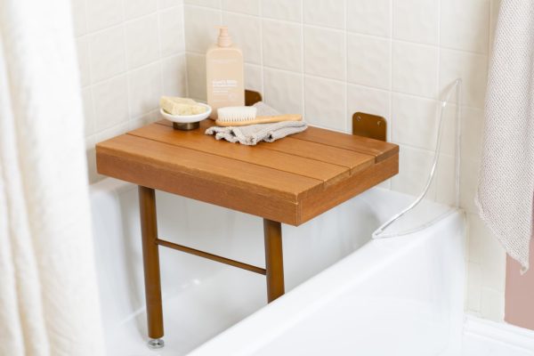 China Factory Direct Supplier Wooden Folding Shower Seat Wall Mounted Solid Folding Shower Bench Teak Folding Shower Seat - Image 5