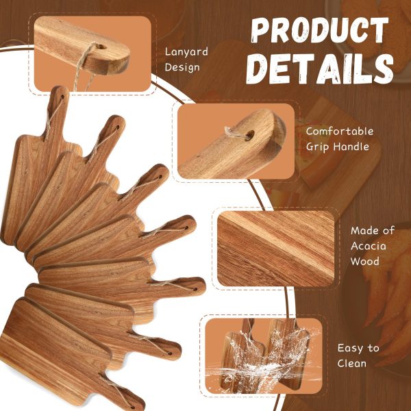 Acacia Wood Cutting Board 16PCS With Handle Charcuterie Platter Pizza Serving Tray China Custom Factory - Image 7