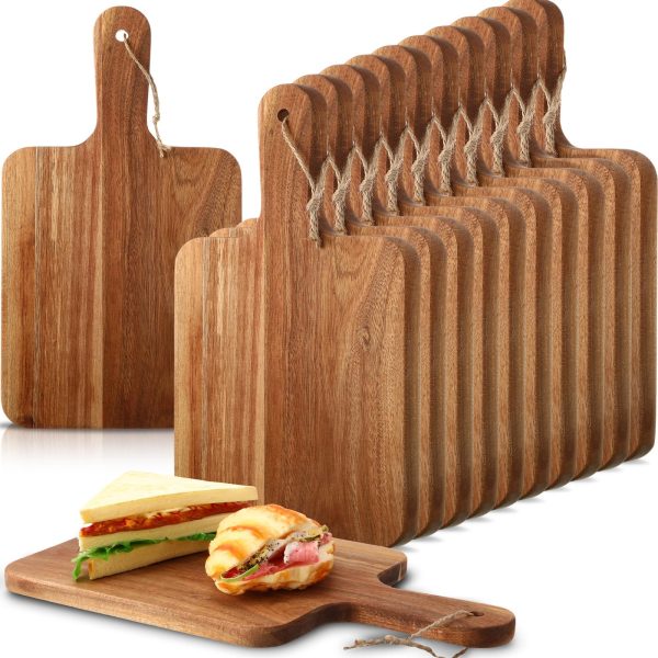 Acacia Wood Cutting Board 16PCS With Handle Charcuterie Platter Pizza Serving Tray China Custom Factory - Image 4