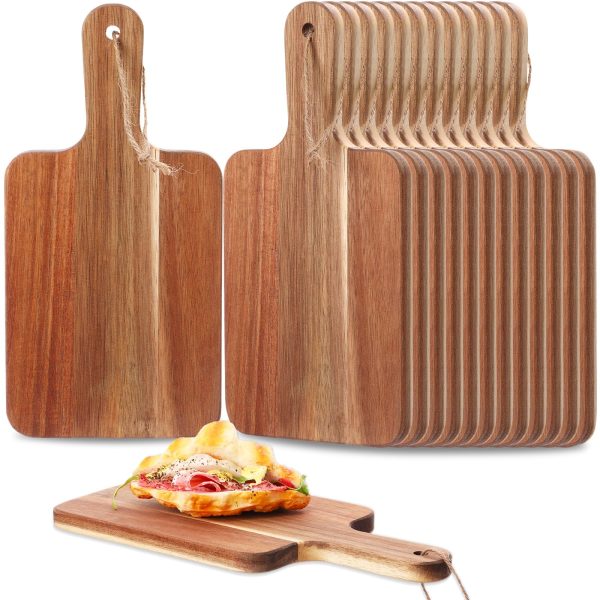 Acacia Wood Cutting Board 16PCS With Handle Charcuterie Platter Pizza Serving Tray China Custom Factory - Image 2