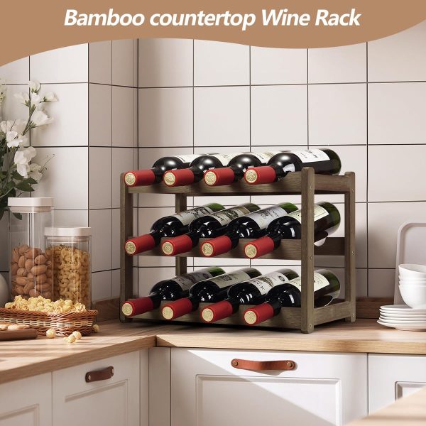 Sturdy and Durable Bamboo Wine Rack Countertop Wine Storage Cabinet Shelf China Custom Factory - Image 5