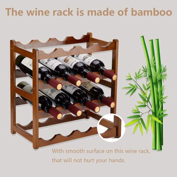 Sturdy and Durable Bamboo Wine Rack Countertop Wine Storage Cabinet Shelf China Custom Factory - Image 4