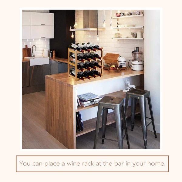 Sturdy and Durable Bamboo Wine Rack Countertop Wine Storage Cabinet Shelf China Custom Factory - Image 7