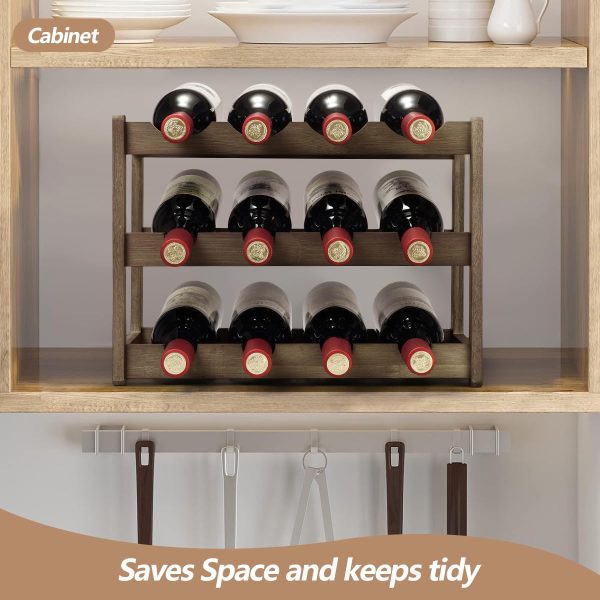 Sturdy and Durable Bamboo Wine Rack Countertop Wine Storage Cabinet Shelf China Custom Factory - Image 3