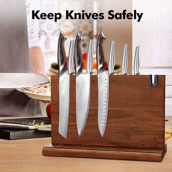 Double Side Magnetic Knife Holder Rack with Sharpener  Magnetic Knife Storage Stand China Custom Factory - Image 3