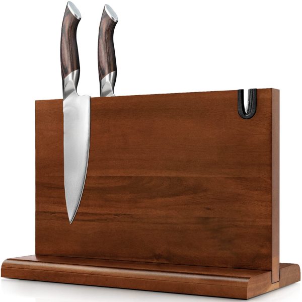 Double Side Magnetic Knife Holder Rack with Sharpener  Magnetic Knife Storage Stand China Custom Factory